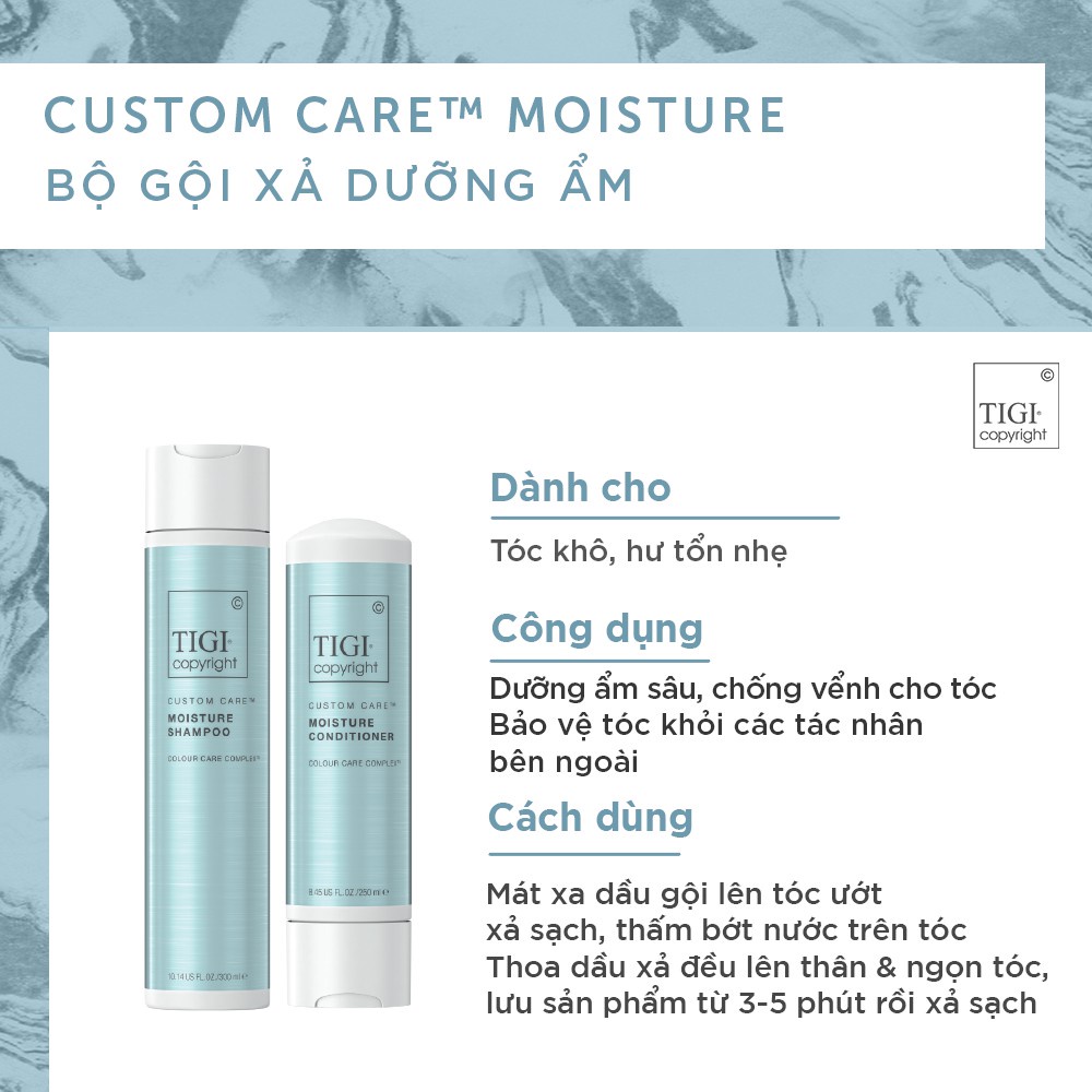 [ TIGI ] DẦU GỘI XẢ DƯỠNG ẨM TIGI COPYRIGHT MOISTURE 50ML CHÍNH HÃNG