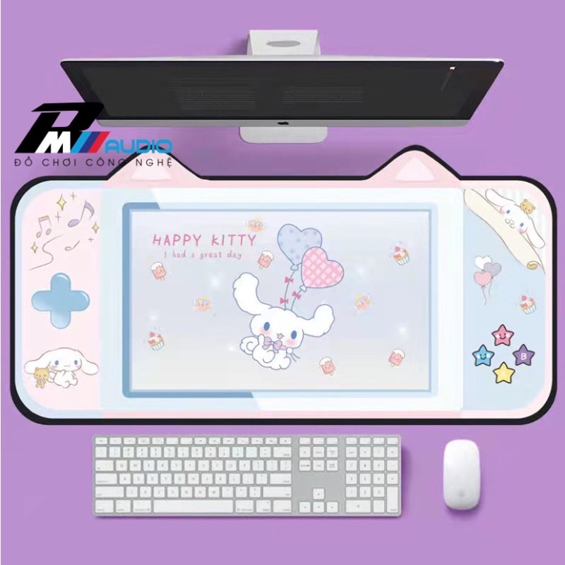 [QUÀ TẶNG 1 MÓC DÁN TƯỜNG]Tấm Lót Bàn Phím-Chuột Máy Tính Gaming Hoạ Tiết Hello Kitty Đáng Yêu-BAVAUDIO