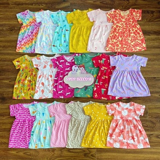 MÀU ĐẸP | Váy đầm cộc tay mùa hè cho bé gái | 7-17kg 1-5 tuổi | Vải cotton xuất dư mềm mịn đẹp | hoạ tiết xinh yêu