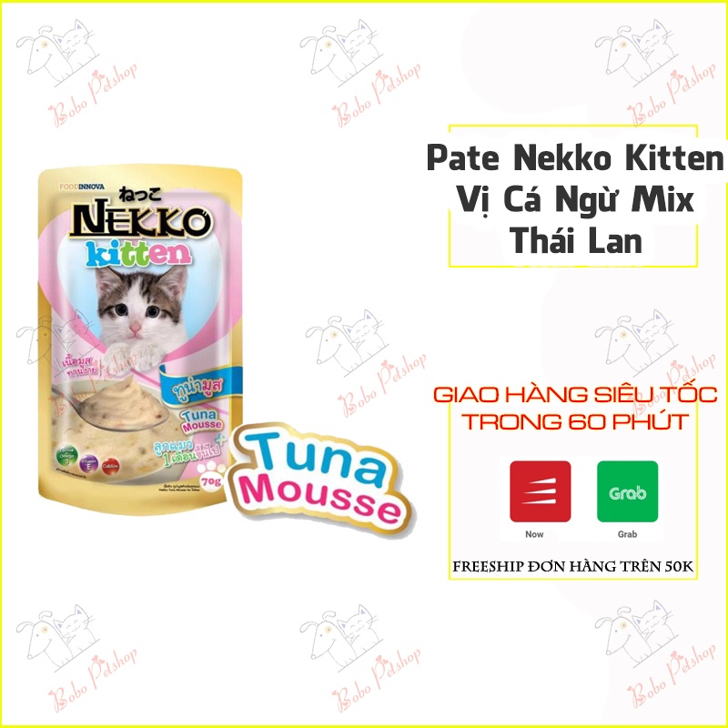 Thức Ăn Ướt Pate Nekko Cho Mèo Con Gói 70G Bổ Sung Dinh Dưỡng Chọn Vị - Bobo Pet Shop Hà Nội