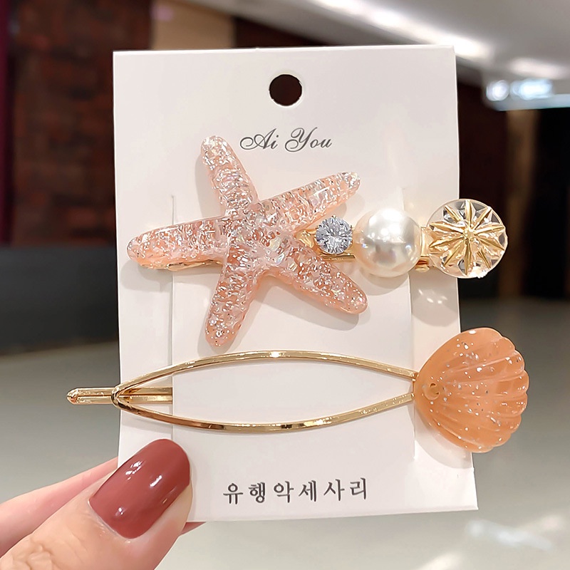 Bộ Kẹp Tóc Hình Vỏ Sò/Sao Biển Kiểu Hàn Quốc Dễ Thương Xinh Xắn