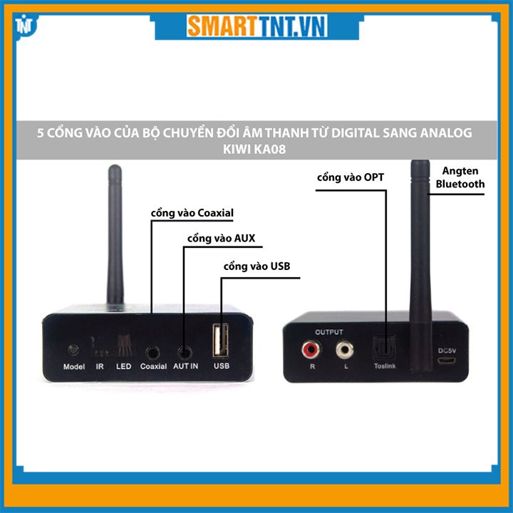 Bộ chuyển đổi âm thanh Digital sang Analog có Bluetooth Kiwi KA08 cao cấp