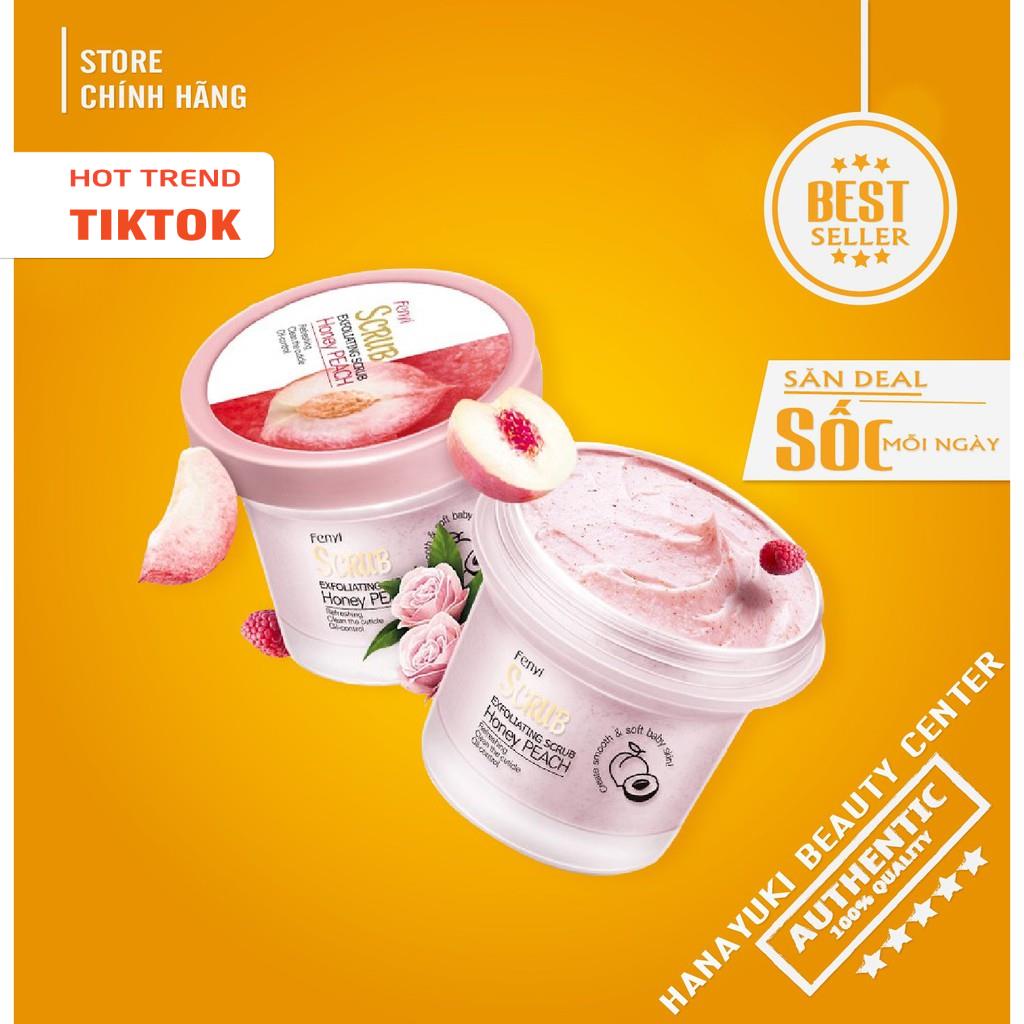 Kem tẩy da chết Fenyi chiết xuất đào tươi làm sạch sâu, giảm nhờn_mụn cực thơm 100g- Hanayuki Asia