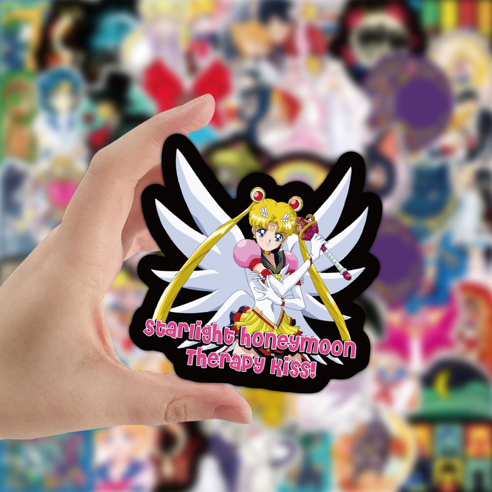 Set 100/50/25/10 Nhãn Dán Thủy Thủ Mặt Trăng Trang Trí Đa Năng