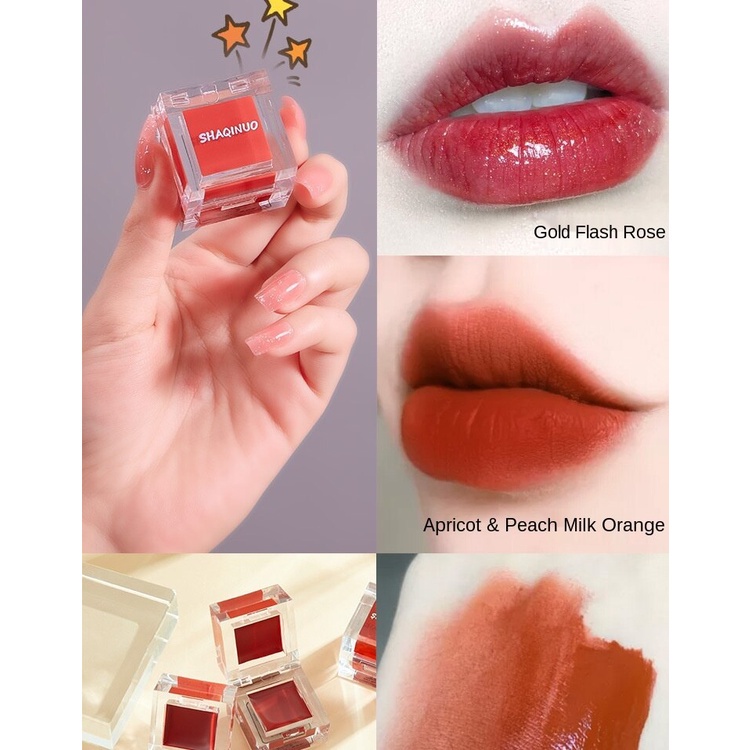 [Hàng mới về] Son môi dưỡng ẩm SHAQINUO trang điểm lâu trôi thiết kế đá viên mini nhiều màu sắc