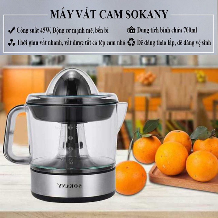 Máy vắt cam Sokany Đa Năng, vắt cam tự động xoay ép 2 chiều, nhỏ gọn,