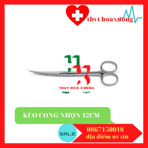 [Hàng Cao Cấp] Kéo Y Tế Cong Nhọn 2 Đầu 12cm - Kéo Cắt Chỉ  Pakistan