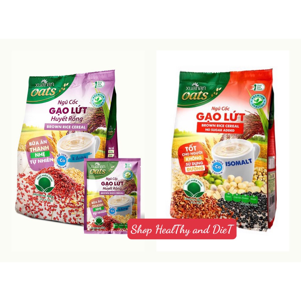 ComBo NC Gạo Lứt Huyết Rồng 400gr + NC Gạo Lứt Ăn Kiêng 400gr -  Tặng 2 Gói Y.Mạch