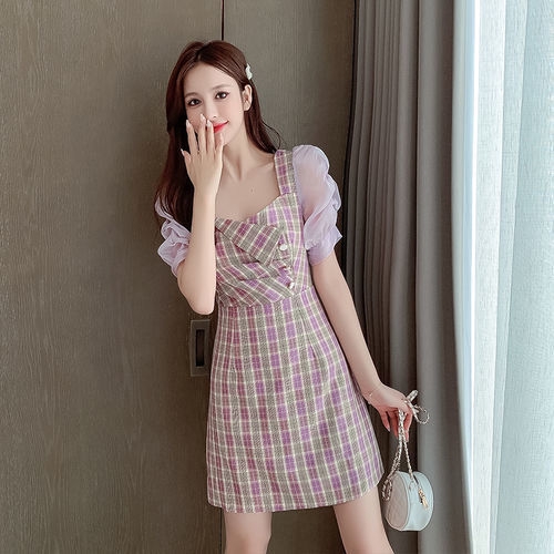 Đầm Nữ Tay Ngắn Họa Tiết Caro Thời Trang Quyến Rũ | BigBuy360 - bigbuy360.vn