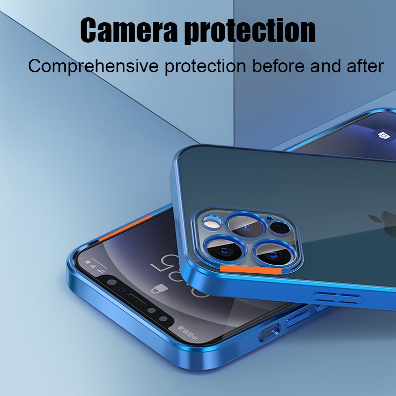 Ốp điện thoại TPU mềm hình vuông viền màu nhiều màu lựa chọn cho iPhone 12 mini pro Max 11 | BigBuy360 - bigbuy360.vn
