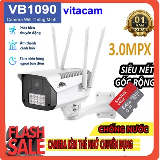 Camera ngoài trời chống nước vitacam vb1090 full hd 3.0mpx 10 led ban đêm có màu- đàm thoại 2 chiều