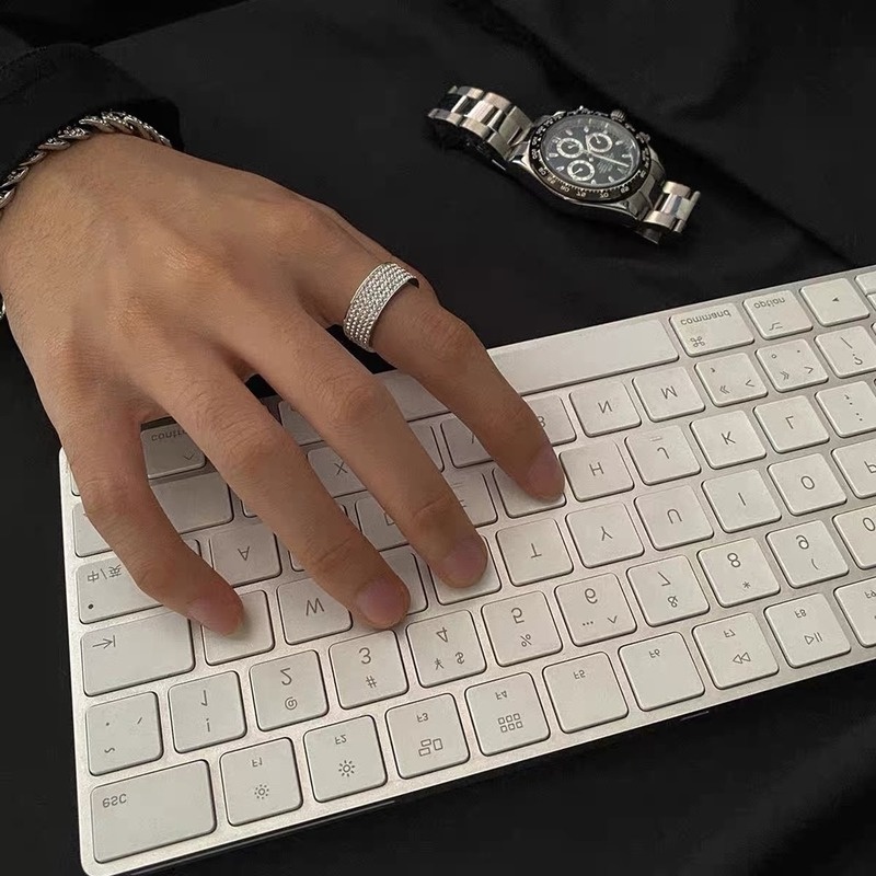 Nhẫn Nam Thép Không Gỉ Đính Kim Cương Phát Sáng