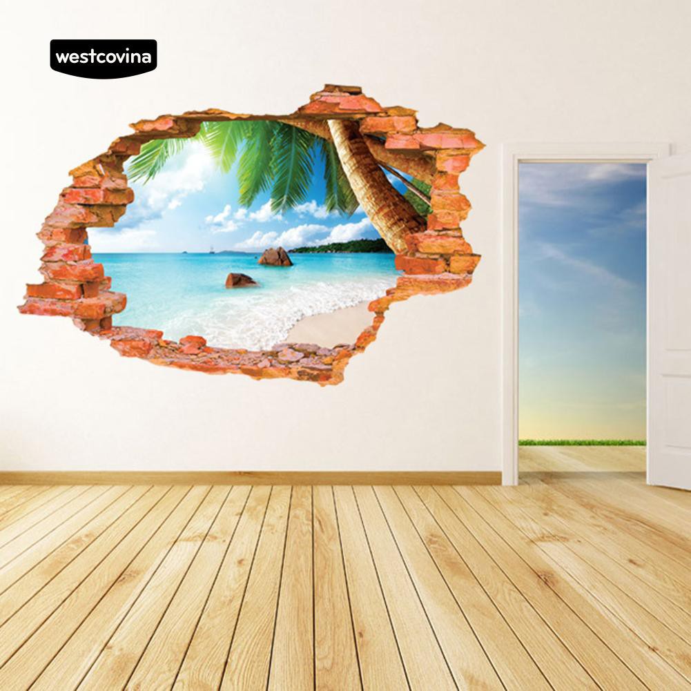 Sticker dán tường hình bãi biển