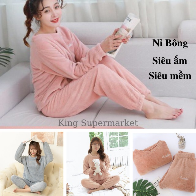BỘ QUẦN ÁO NỈ BÔNG GIỮ ẤM, BỘ NỈ BÔNG GIỮ NHIỆT MÙA ĐÔNG MỀM MẠI, KHÔNG GAY NGỨA