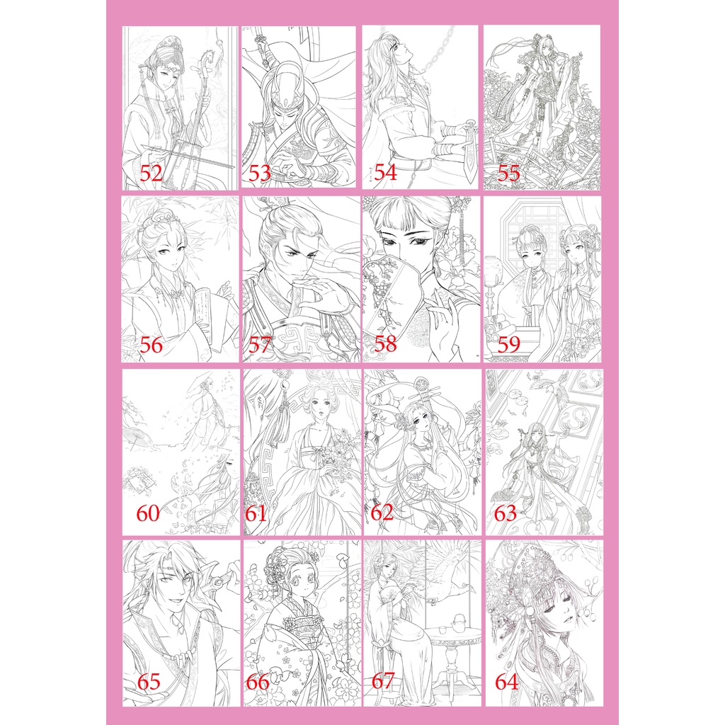 Bộ Tranh Tô Màu Nước Dạ Sáp Chủ đề Manga Manhua khổ a4 - Giấy A4 cao cấp dày và sần phù hợp cho nhiều dòng bút màu