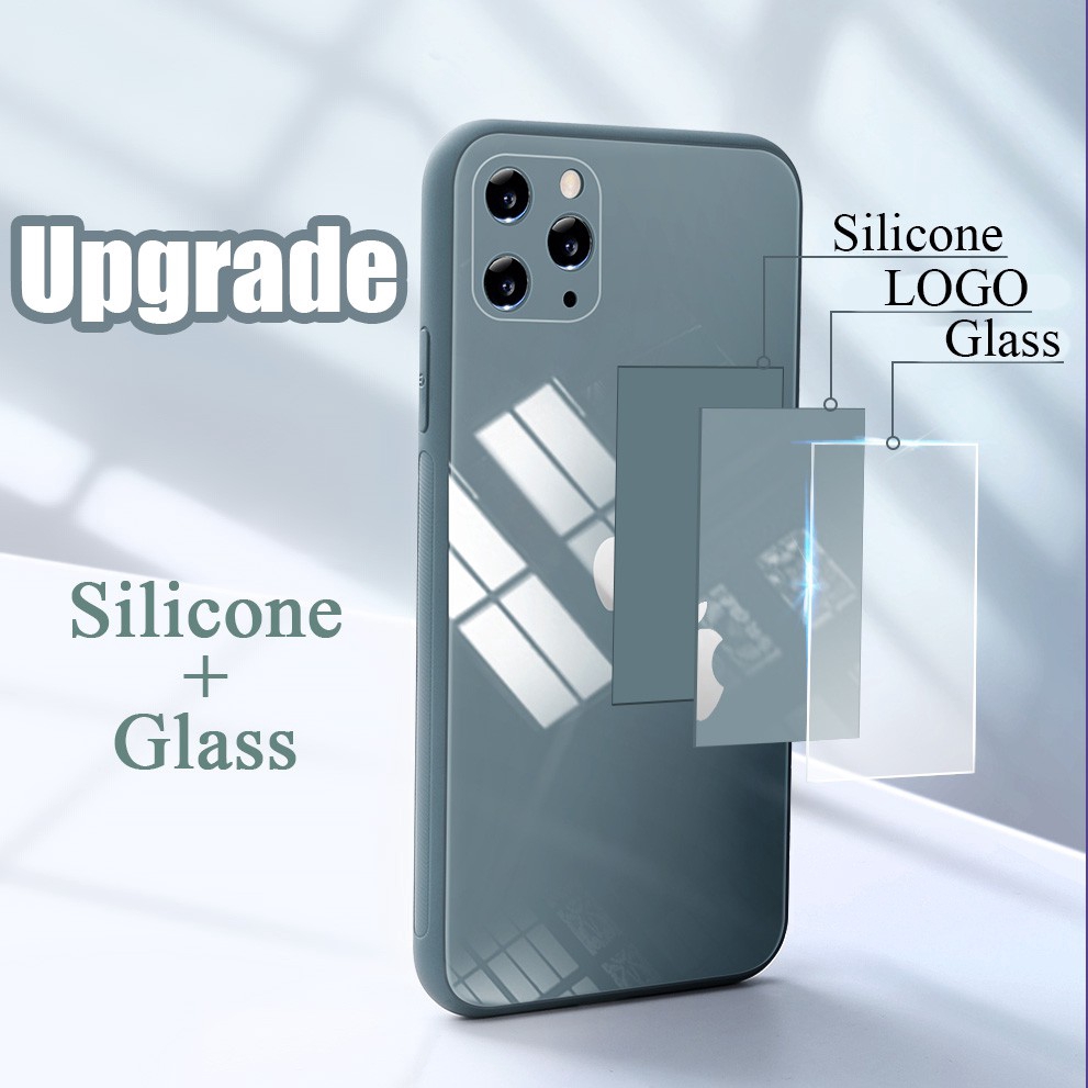 【Ship by Box】Ốp điện thoại silicon mềm mặt kính cường lực cho iPhone 11 Pro Max Case XR X XS Max 7 8 6 6s Plus