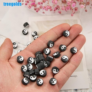 Bộ 50 hạt đất sét Polymer màu đen 10mm dùng làm đồ trang sức