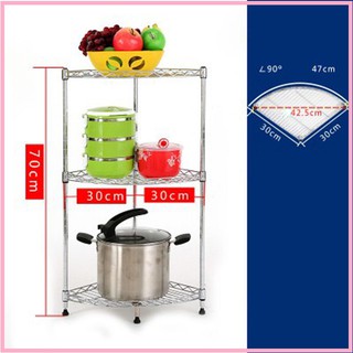 RE0382 Kệ bếp inox 3 tầng 70cm - Kệ để xoong nồi inox -Kệ góc inox