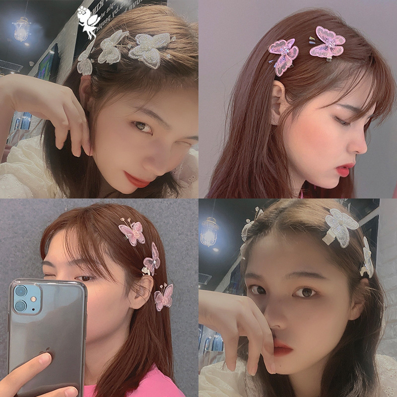 Kẹp tóc hình bướm đính hạt ngọc trai thời trang