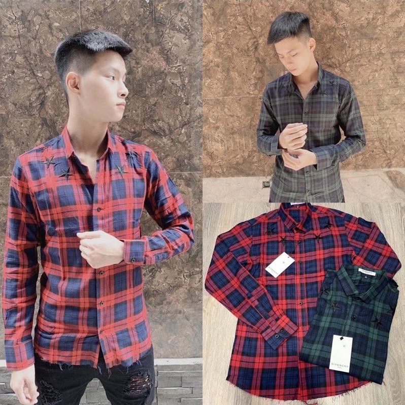 Sơ Mi kẻ GVC dài tay thêu hình ngôi sao - Sơ mi GVC - Sơ mi thời trang nam siêu đẹp | BigBuy360 - bigbuy360.vn