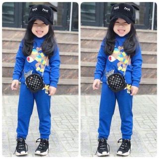 Bộ cotton len cổ 3 phân cho bé