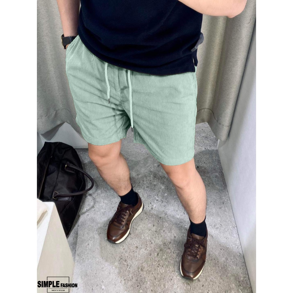 Quần short kaki nhung tăm form quần chạm gối slim fit, tôn dáng ae khi lên đồ , dễ phối SIMPLE FASHION Ss23