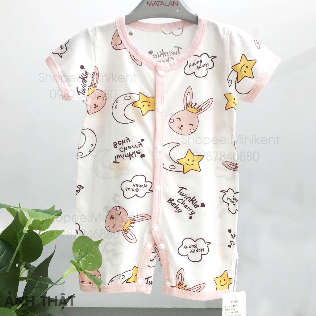 Body đùi cotton lưới mềm mát mùa hè,bodysuit romper bấm cúc mỏng ngắn tay cho bé