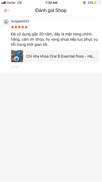 Chỉ nha khoa Oral B Esential floss - Hàng công ty