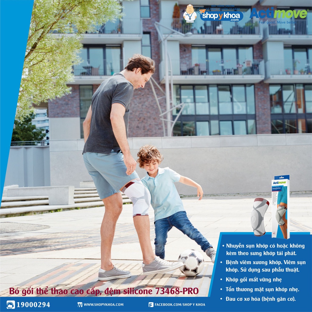 Bó Gối Thể Thao Cao Cấp 73468-PRO, Đệm Silicone Và Thanh Nẹp 2 Bên Kiểu Xoắn Ốc [Actimove] - Chính Hãng Châu Âu (1 Cái)