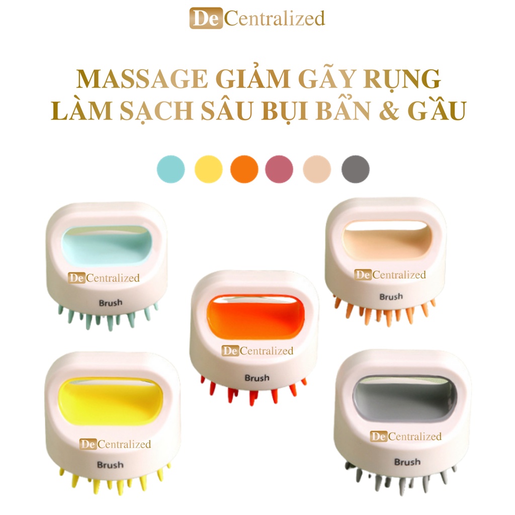 Lược Gội Đầu Massage Silicon Brush Lược Tròn Gỡ Rối Tóc Spa Nữ, Dụng Cụ Gội Đầu Tẩy Tế Bào Chết Chăm Sóc Tóc