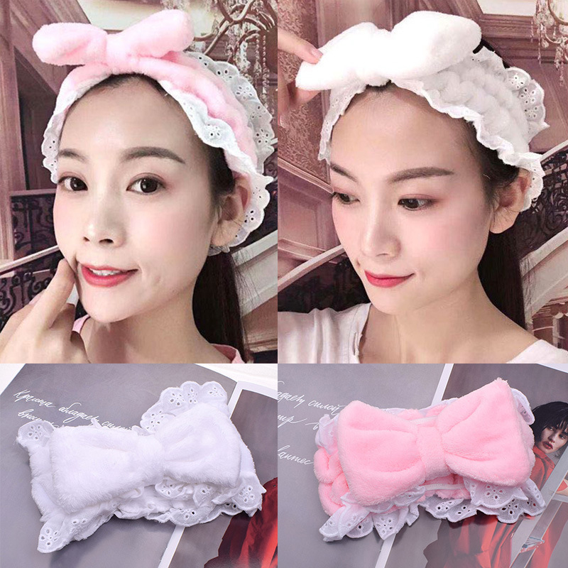Băng Đô Vải Ren Phối Nơ Xinh Xắn Đáng Yêu Cho Nữ