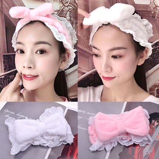 Băng đô nơ ren dễ thương cho rửa mặt trang điểm