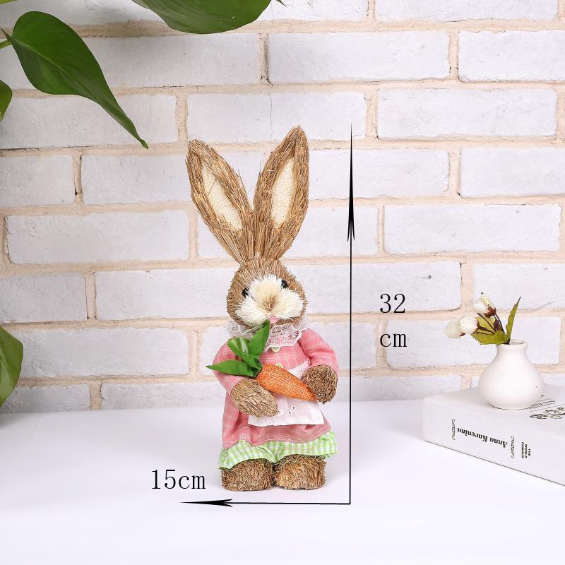 Easter Bunny Prop Trang trí phòng khách Mô phỏng Easter Bunny Lông thỏ Cỏ