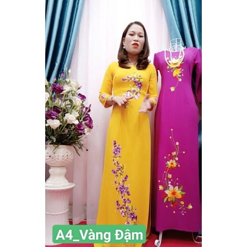 ÁO DÀI THÊU HOA - VẢI LỤA TẰM CAO CẤP