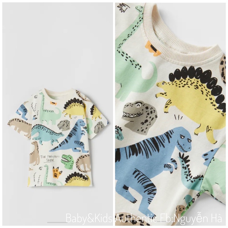 Áo cộc tay cotton bé trai ZARA SP sz 9m-4y