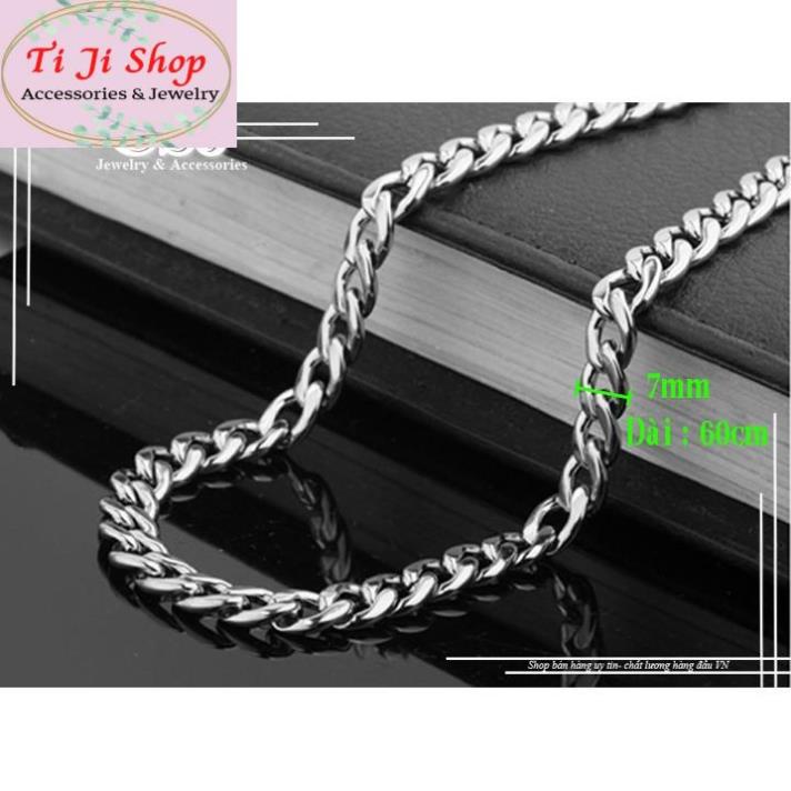 DÂY CHUYỀN NAM INOX KIỂU LẶC 7MM HÀN QUỐC đẹp, không đen