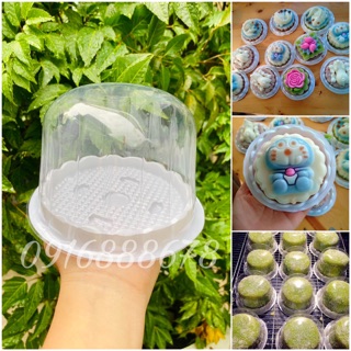 (Set 100) Hộp nhựa tròn nắp mô đựng Bánh & Rau Câu (H15)