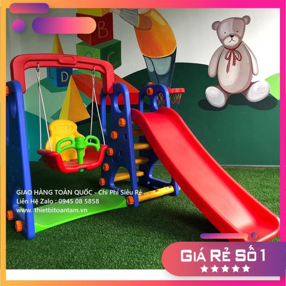 Cầu Trượt có xích đu Hàn Quốc trẻ em cho bé có ném bóng rổ