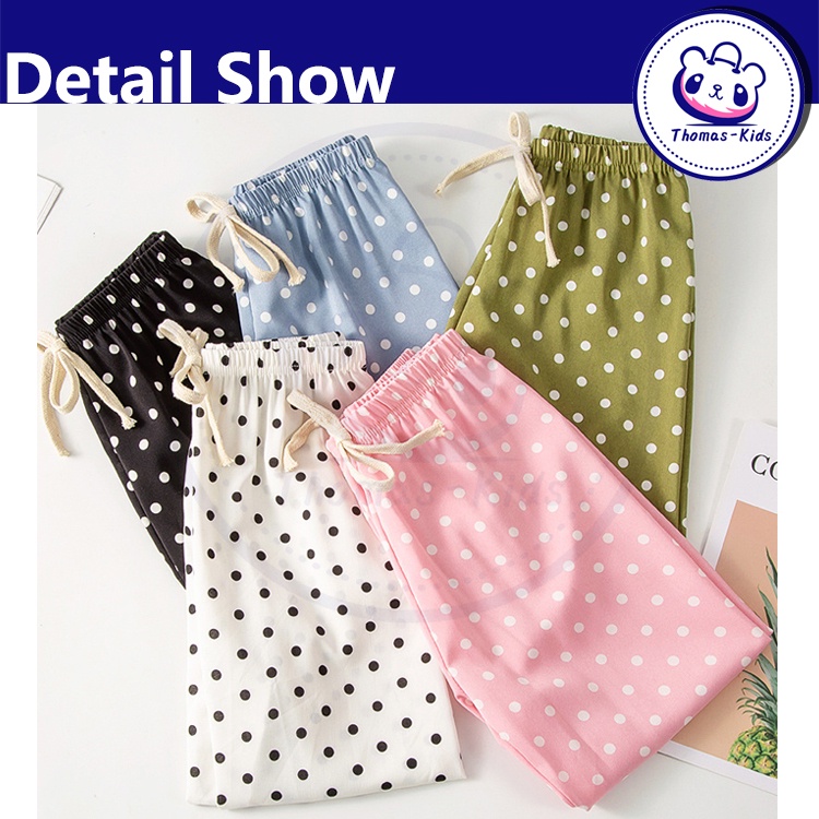 Quần Dài Chống Muỗi Thân Thiện Với Da Họa Tiết Chấm Bi Thời Trang Mùa Hè Cho Bé Gái 2-12 Tuổi