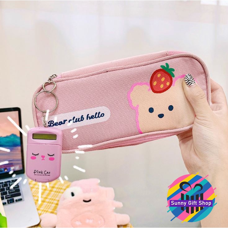 Móc khóa Máy Tính Mini bỏ túi Hình Mặt Heo Cảm Xúc - Có nắp gập