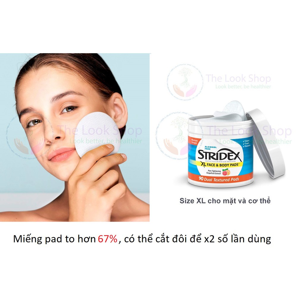 USA- Bông tẩm BHA 2% Stridex- Hỗ trợ giảm mụn, peel da