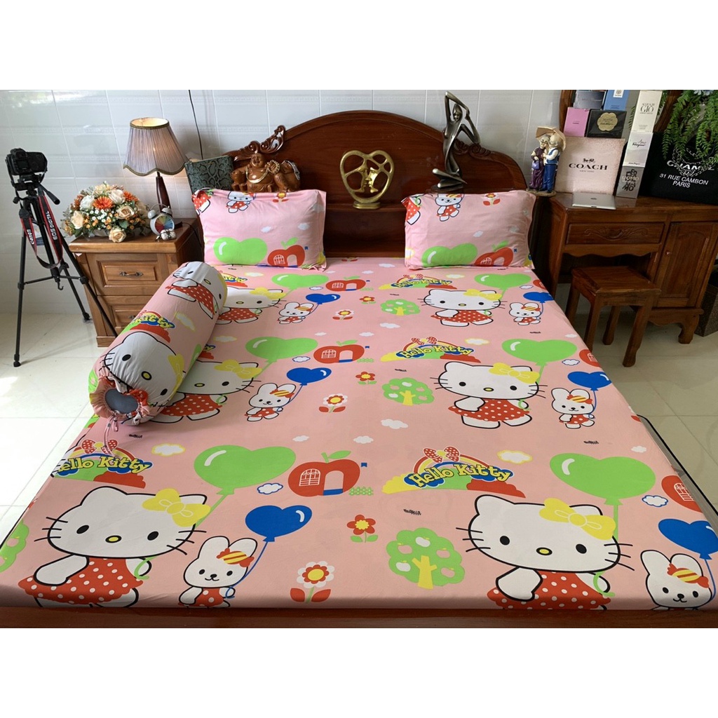 Bộ Ga Giường Thun Lạnh Hàn Quốc Hoạ Tiết HN180- Hệ Thống Ga Gối Hồng Nhung