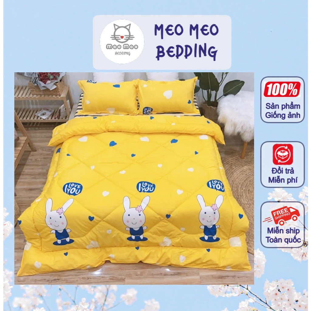 Bộ Chăn Ga Gối 4 Món Cotton Tici Chăn Trần Bông - Chăn Hè