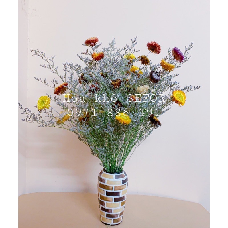 Hoa sao đuôi công khô mix bất tử ❤️ Hoa khô ❤️ trang trí phong cách Vintage (GIÁ KHÔNG BAO GỒM BÌNH)