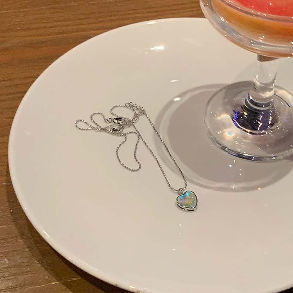 AROMA Vòng Cổ Choker Bằng Thép Titan Mặt Trái Tim Nhiều Màu Sắc Phong Cách Hàn Quốc Dành Cho Nữ