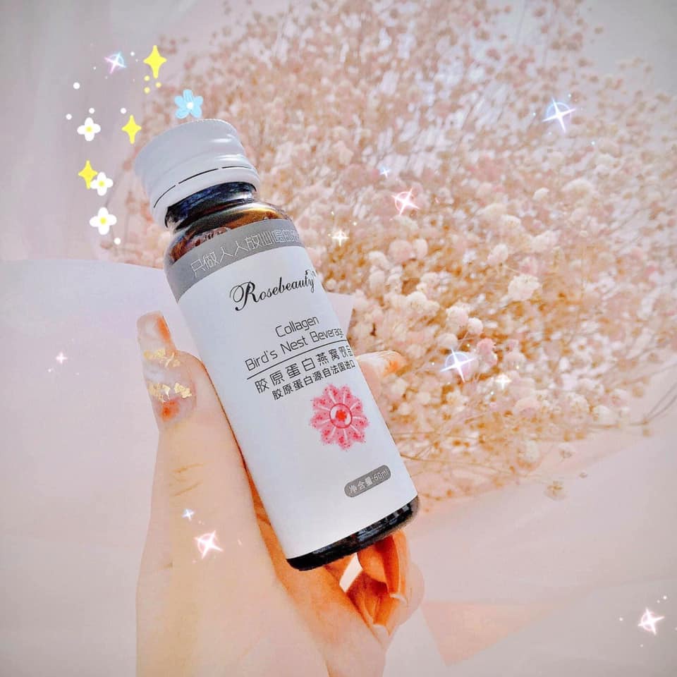 Collagen Yến Trắng Da Rose Beauty  1 hộp 8 chai Hỗ Trợ Sáng Da,Giảm Lão Hóa Da