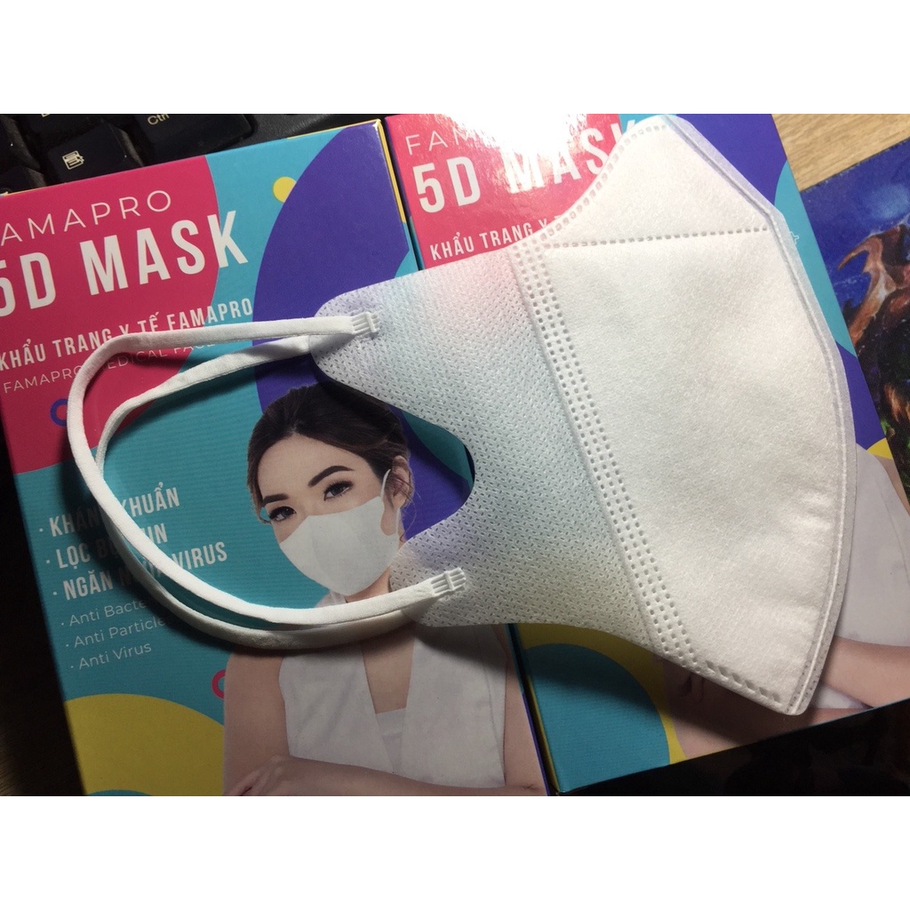Hộp 10 cái khẩu trang 5D màu TRẮNG