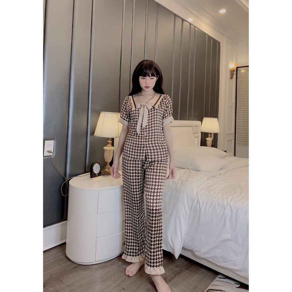 Bộ Đồ Pijama Lụa CỔ NHỌN 💖HÀNG SIÊU ĐẸP💖 Bộ Satin cộc dài