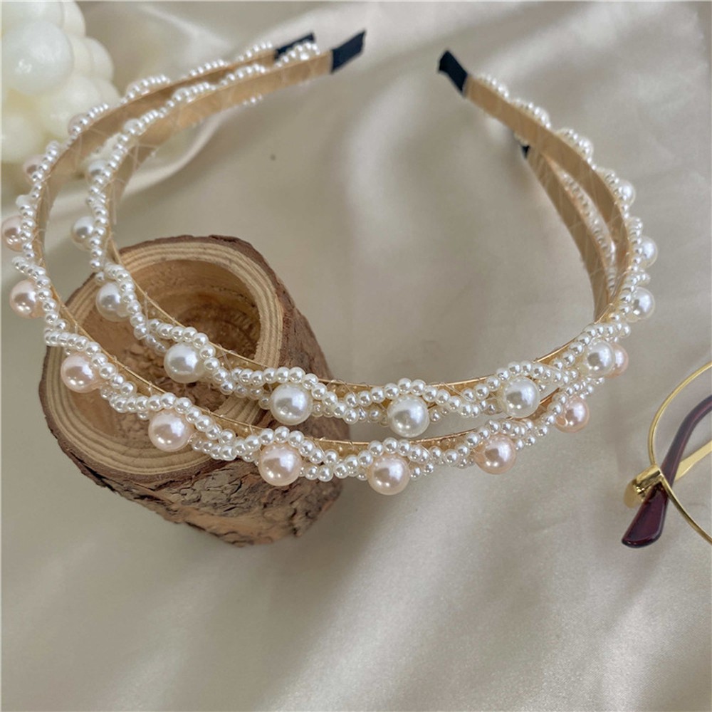 New Women Elegant Full Pearls Cross Hairbands Sweet Headband Hair Hoops Holder Ornament Head Band Fashion Hair Accessories