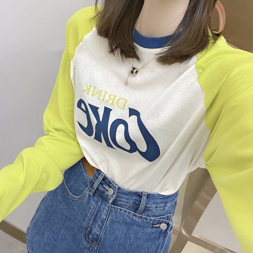 Áo Thun Tay Dài Cổ Tròn In Chữ Thời Trang Dành Cho Nữ